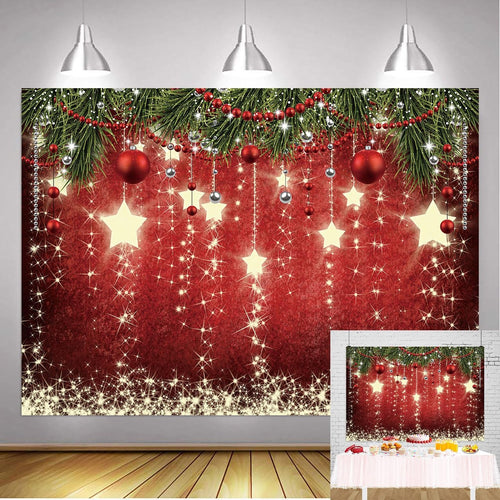 Christmas Red Backdrop 8x6ft Starlight Glitter Ball Photo Backdrop Christmas Family Party Supplies Photo Studio Photo Props