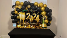 Load image into Gallery viewer, 2024 Happy New Year Photo Backdrop 8x6ft New Year Champagne Party Decoration New Year&#39;s Eve Photo Backdrop New Year Banner New Year&#39;s Eve Party Supplies