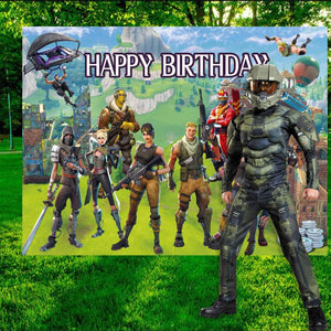 Battle Royale Backdrop Video Game Background for Boy Birthday Banner Party Decorations Photo Photography