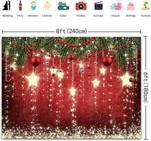 Load image into Gallery viewer, Christmas Red Backdrop 8x6ft Starlight Glitter Ball Photo Backdrop Christmas Family Party Supplies Photo Studio Photo Props