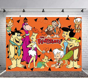 Flintstones Backdrop Happy Birthday Background Party Supplies Baby Photography Banner Newborn Studio Backdrop Children Baby Shower Background 7x5Ft