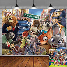 Load image into Gallery viewer, Zootopia Backdrop Cartoon Theme Birthday Banner Party Kids Happy Birthday Baby Shower Photo Background Cake Table Banner Booth Studio Props