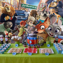 Load image into Gallery viewer, Zootopia Backdrop Cartoon Theme Birthday Banner Party Kids Happy Birthday Baby Shower Photo Background Cake Table Banner Booth Studio Props