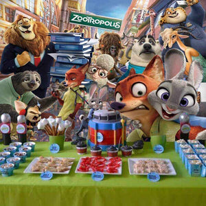 Zootopia Backdrop Cartoon Theme Birthday Banner Party Kids Happy Birthday Baby Shower Photo Background Cake Table Banner Booth Studio Props