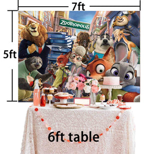 Zootopia Backdrop Cartoon Theme Birthday Banner Party Kids Happy Birthday Baby Shower Photo Background Cake Table Banner Booth Studio Props