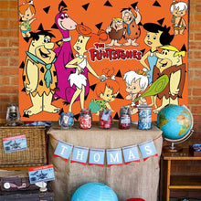 Load image into Gallery viewer, Flintstones Backdrop Happy Birthday Background Party Supplies Baby Photography Banner Newborn Studio Backdrop Children Baby Shower Background 7x5Ft