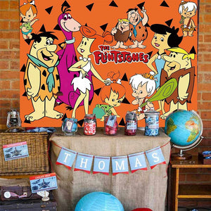 Flintstones Backdrop Happy Birthday Background Party Supplies Baby Photography Banner Newborn Studio Backdrop Children Baby Shower Background 7x5Ft