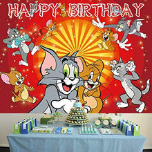 Load image into Gallery viewer, Tom and Jerry Backdrop Carnival Background Backdrop Red Mouse Cat Birthday Party Banner Photo Studio Video Shooting Background