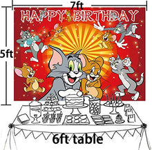 Load image into Gallery viewer, Tom and Jerry Backdrop Carnival Background Backdrop Red Mouse Cat Birthday Party Banner Photo Studio Video Shooting Background