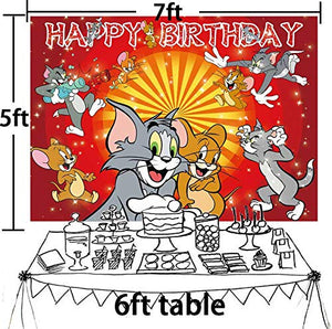 Tom and Jerry Backdrop Carnival Background Backdrop Red Mouse Cat Birthday Party Banner Photo Studio Video Shooting Background