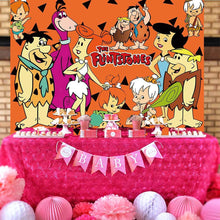 Load image into Gallery viewer, Flintstones Backdrop Happy Birthday Background Party Supplies Baby Photography Banner Newborn Studio Backdrop Children Baby Shower Background 7x5Ft