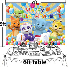 Load image into Gallery viewer, Word Party Backdrop 1st Birthday Party Supplies Banner Cartoon Adorable Animal Photography Background First Birthday Decorations Photoshoot Banner 7x5ft