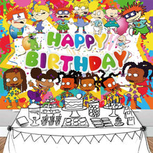 Load image into Gallery viewer, Rugrats Backdrop African American Background Black Rugrats Party Supplies Happy Birthday Gone Wild Rugrats Banner Ethnic 7x5ft