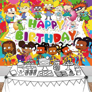 Rugrats Backdrop African American Background Black Rugrats Party Supplies Happy Birthday Gone Wild Rugrats Banner Ethnic 7x5ft