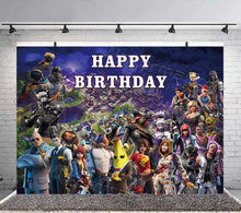 Load image into Gallery viewer, Battle Royale Birthday Backdrop Poster Video Game Photo Background Party Supplies Happy Birthday Gamer Banner Kids A00055 0