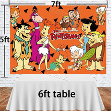 Load image into Gallery viewer, Flintstones Backdrop Happy Birthday Background Party Supplies Baby Photography Banner Newborn Studio Backdrop Children Baby Shower Background 7x5Ft