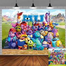 Load image into Gallery viewer, Monsters University Backdrop Monsters Inc Birthday Party Supplies Photography Backdrop Kids Photo Background Children Theme Birthday Party Decoration Wallpaper Photo Shooting PropsBackdrop